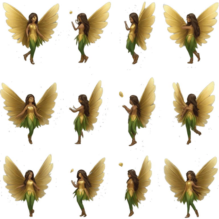 big wings, Beautiful, fairy, gold, brown, dark green, green, long hair emoji