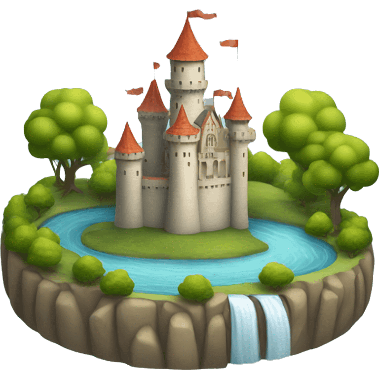 Castle surrounded by a river and a park emoji