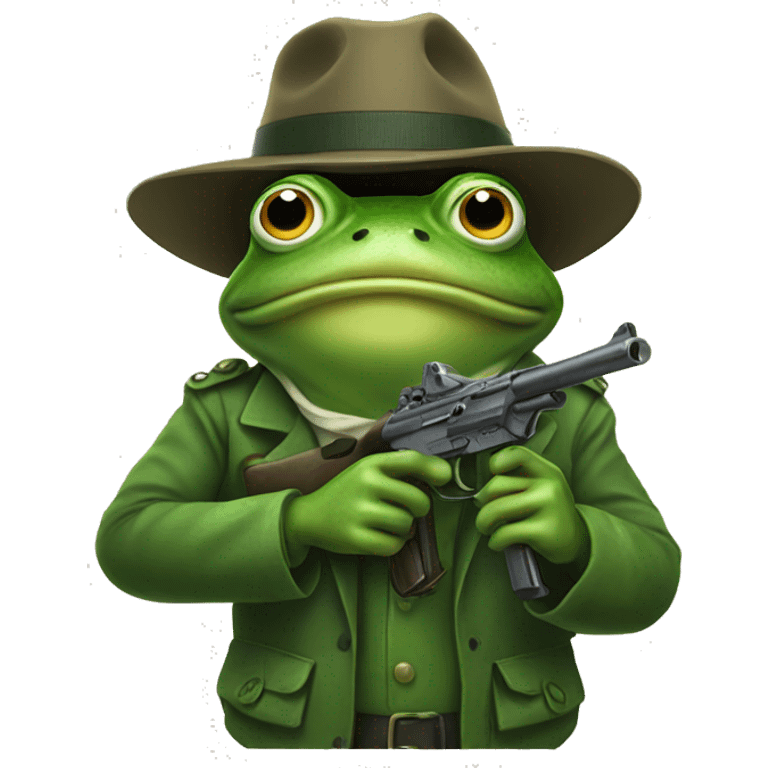 frog holding gun emoji