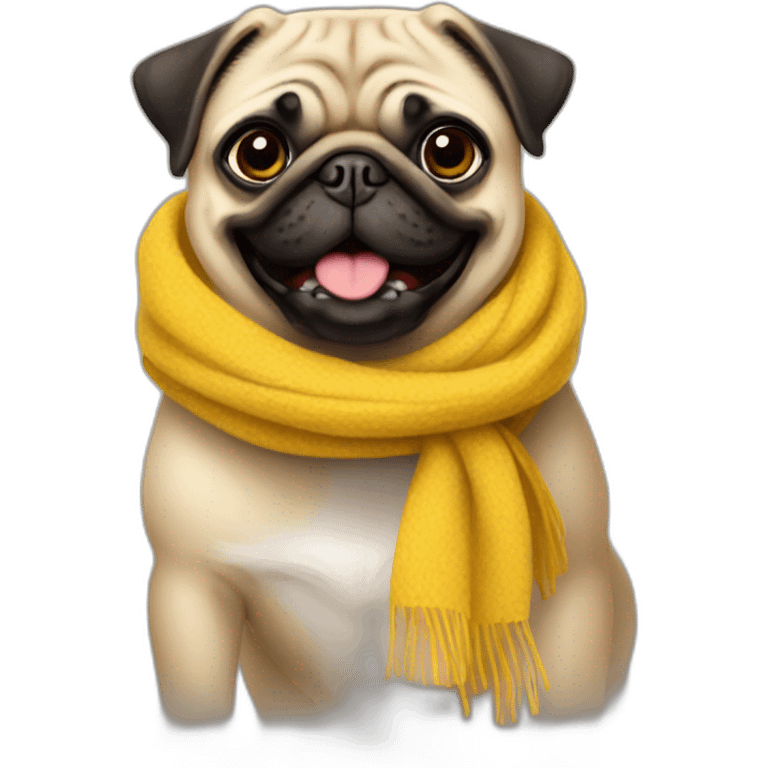 Pug smiling with a yellow scarf  emoji