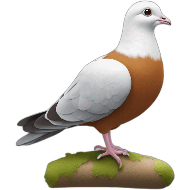 un pigeon sur la tête d’un mouton roux emoji