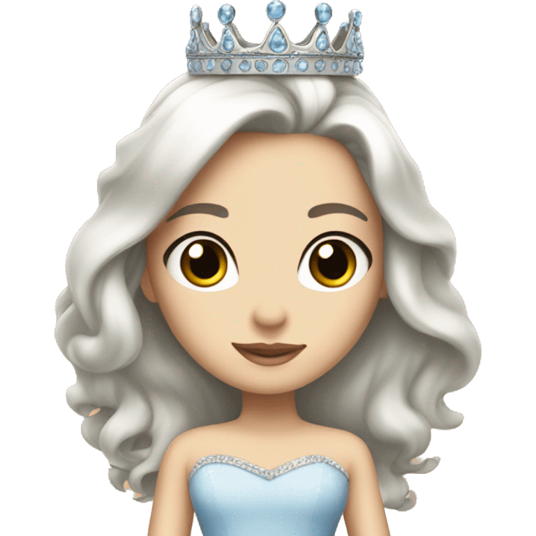 PRINCESS WHITE SKIN, STRAIGHT DARK HAIR, WITH PRINCESS CROWN, WITH PRINCESS DRESS emoji