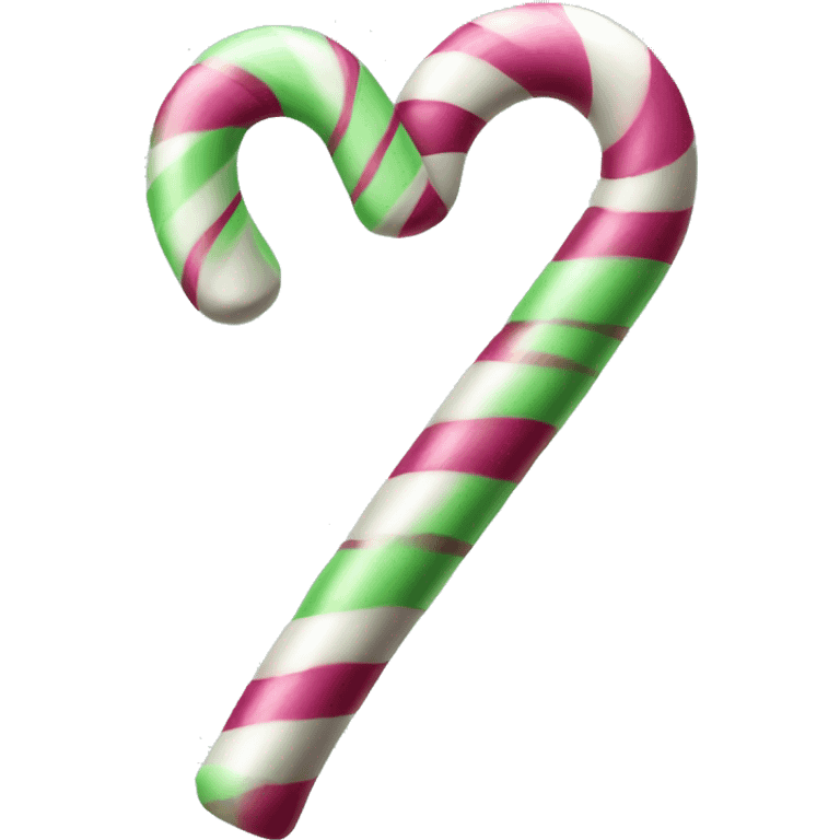 Realistic hot pink and mint green candy cane. emoji