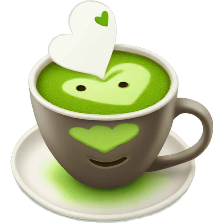 matcha coffe with heart emoji