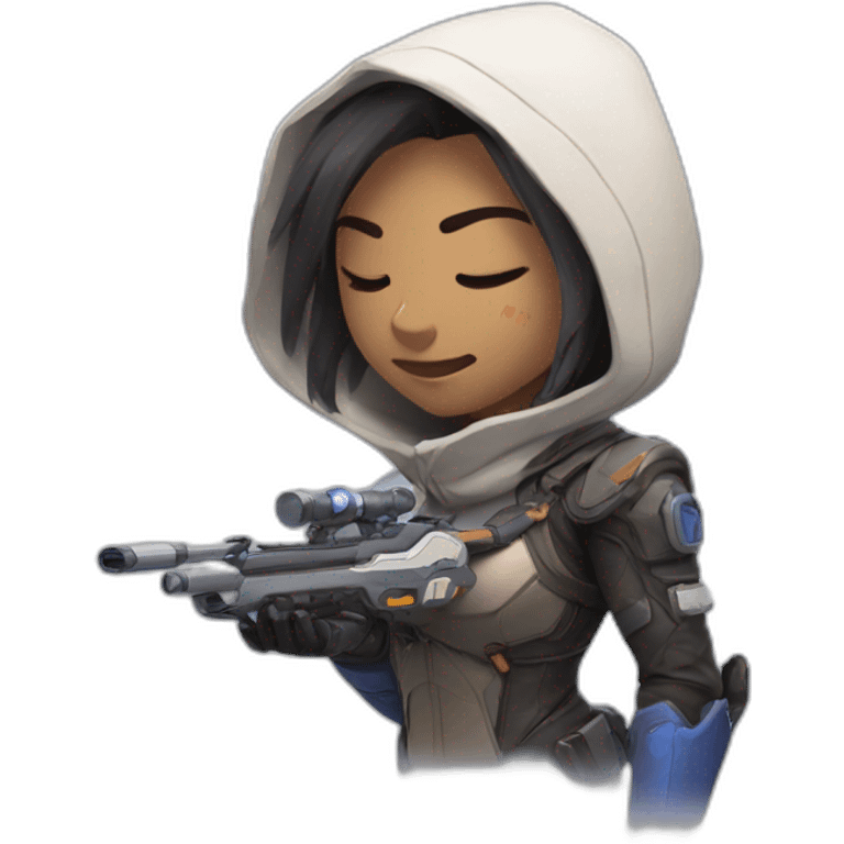 ana from overwatch, sushing the audience with her sleep dart emoji