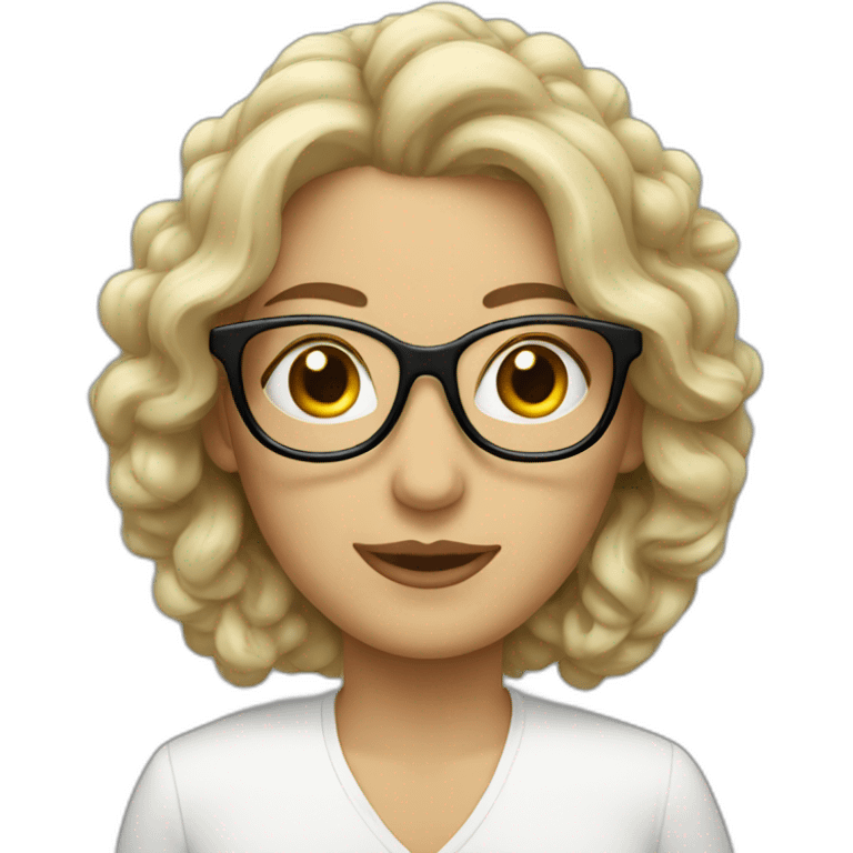 Mujer con moño, gafas de pasta blancas emoji