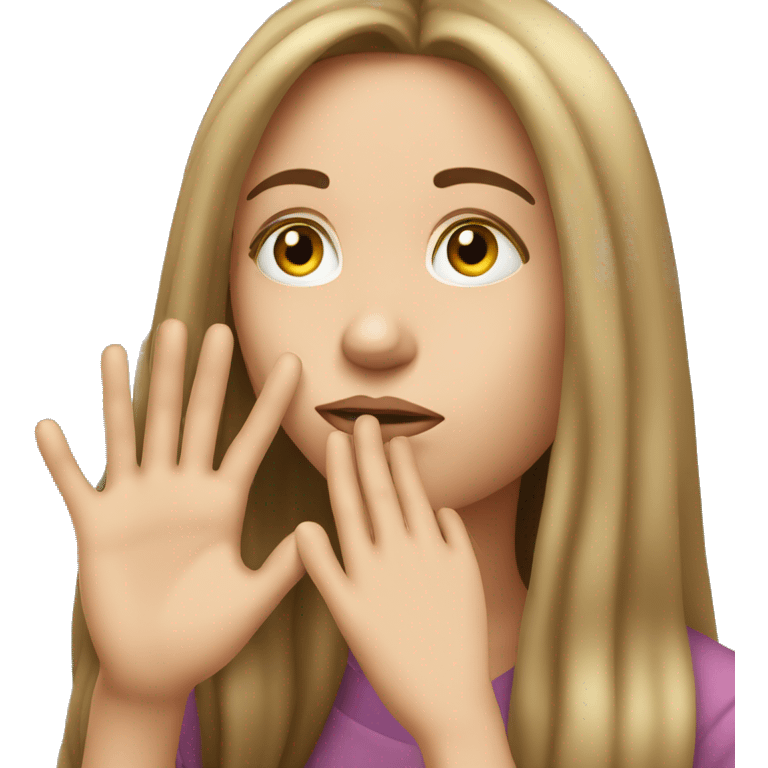 long hair thinking girl with hand on her face  emoji