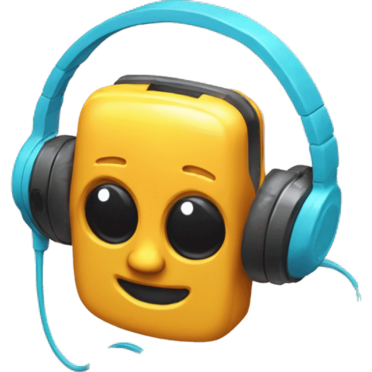 Bright colored Walkman with headphones attached emoji