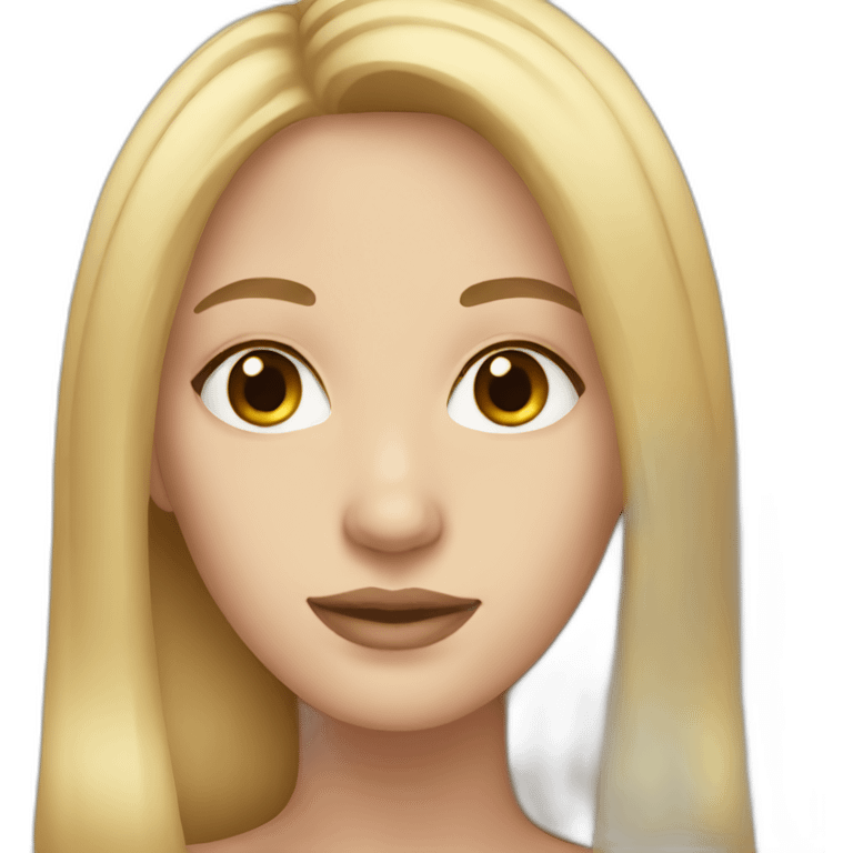 White woman with long blond hair and brown eyes emoji