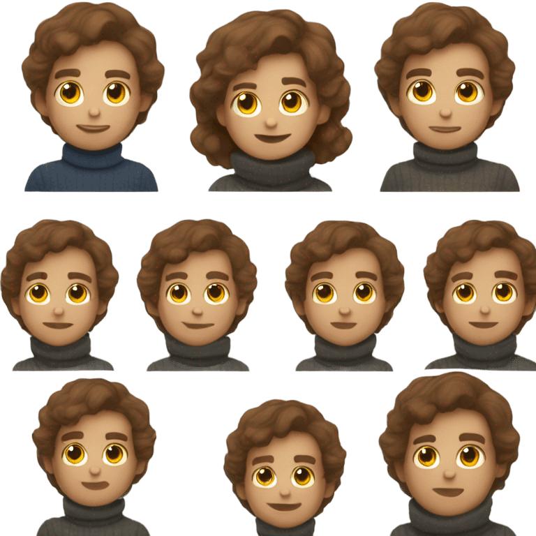 Young Boy developer with brown hair and beard in turtleneck sweater emoji