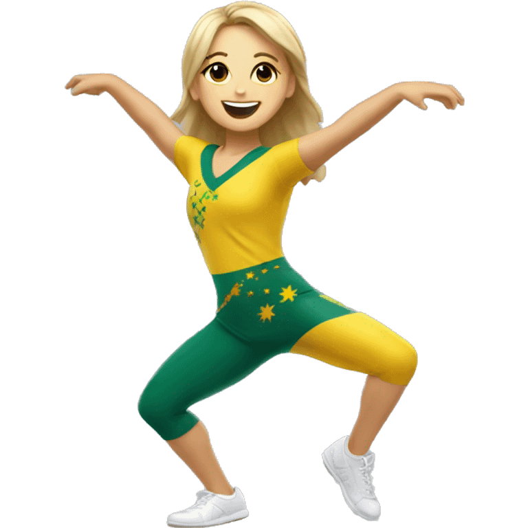 Australian female breadancer dancing on the floor for Olympic Games 2024 with her Australian outfit emoji