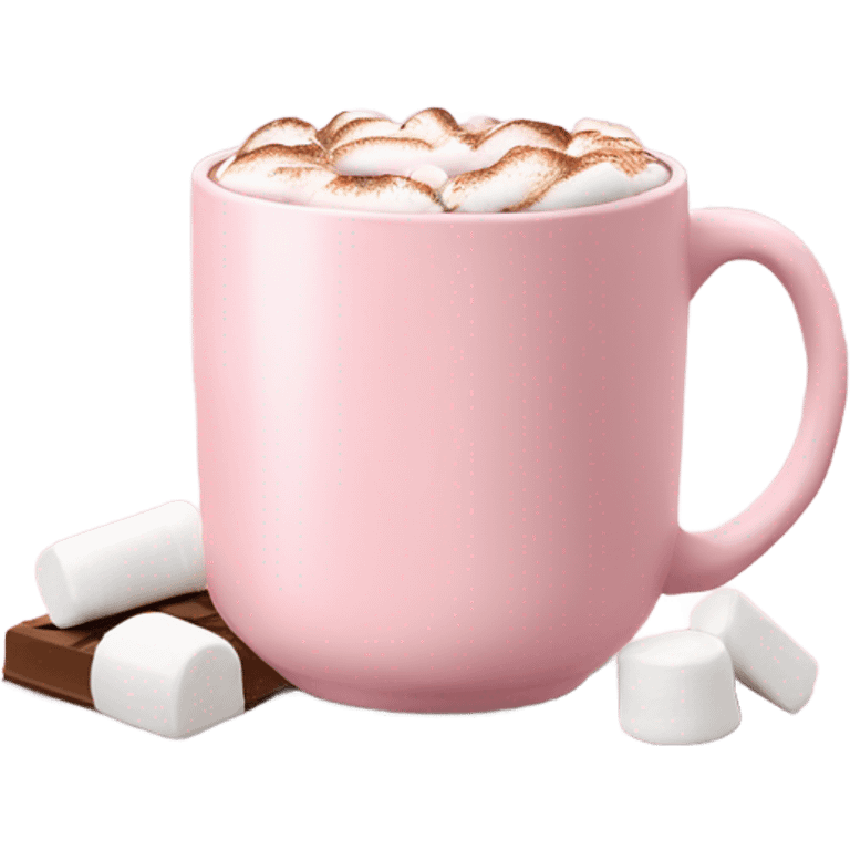 Light Pink mug of hot chocolate with marshmallows  emoji