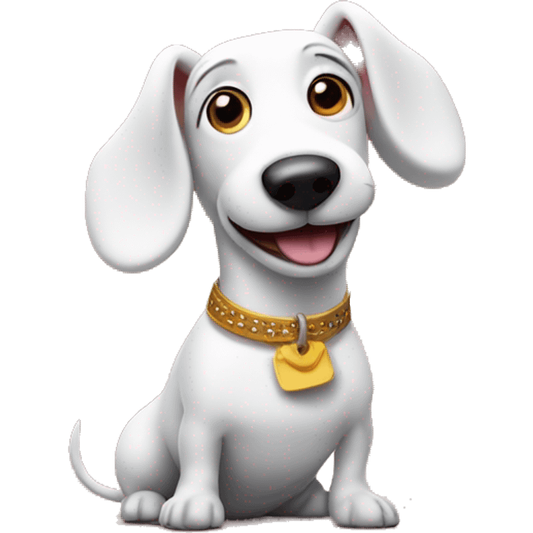 White sausage dog  on a stage musical emoji