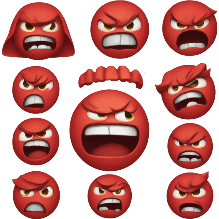 Angry red emoji with teeth emoji