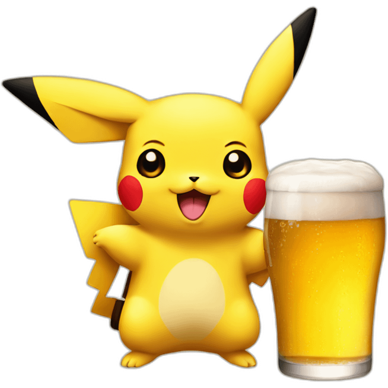 pikachu with beer emoji