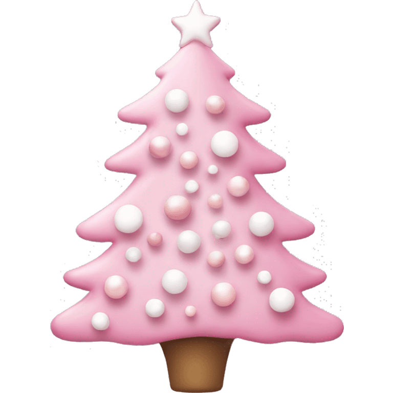 Pink pastel Christmas tree with pink and white ornaments  emoji