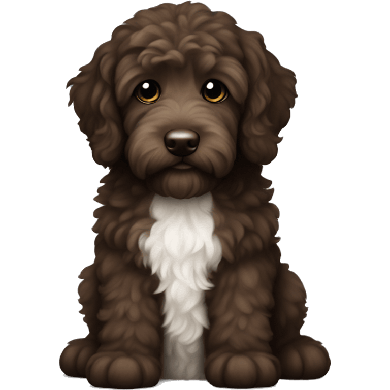 Dark brown Australian labradoodle puppy emoji