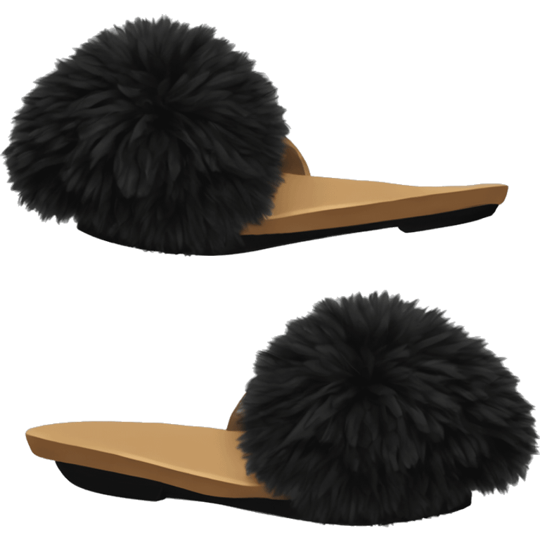 Black slipper with black pompoms emoji