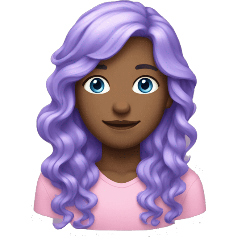 Fair with long wavy hair , blue eyes , pink lavender hair, freckles  emoji