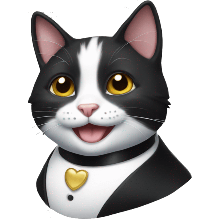 tuxedo cat with big smile emoji