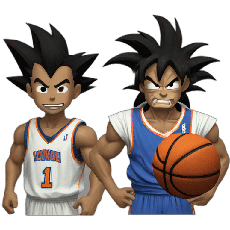 Goku jugando basket con yoda y venom emoji