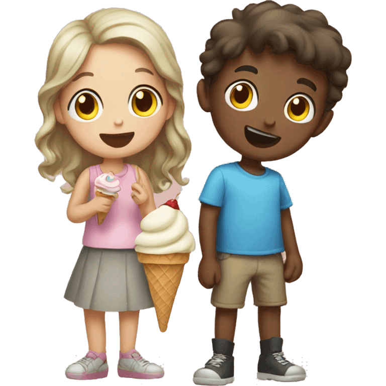 boy and girl with ice cream emoji