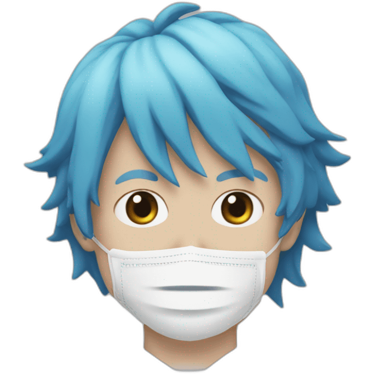 Satoru Gojo with blue hairs and eyes mask emoji