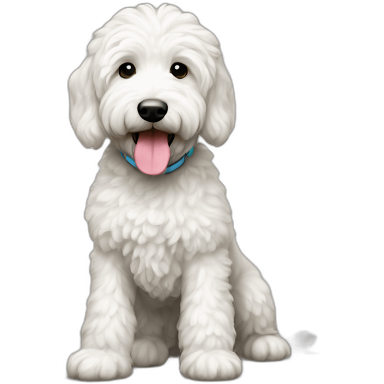 white goldendoodle standing emoji