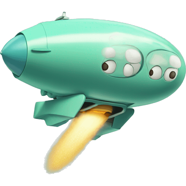 Squidward 2D cartoon flying ontop of a rocket  emoji