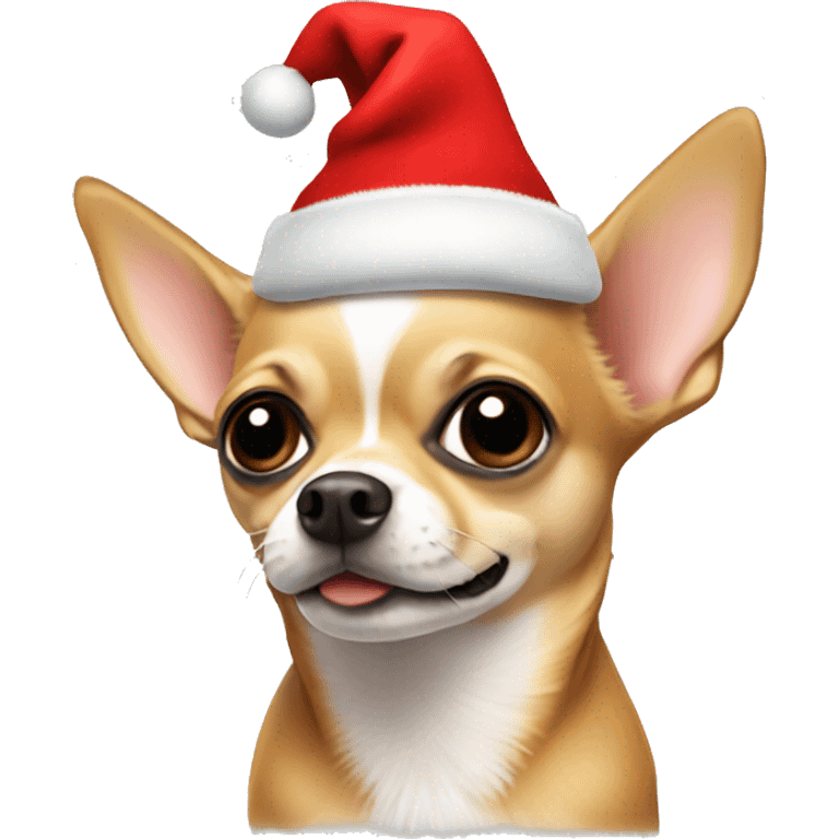 Chihuahua with a Christmas hat emoji