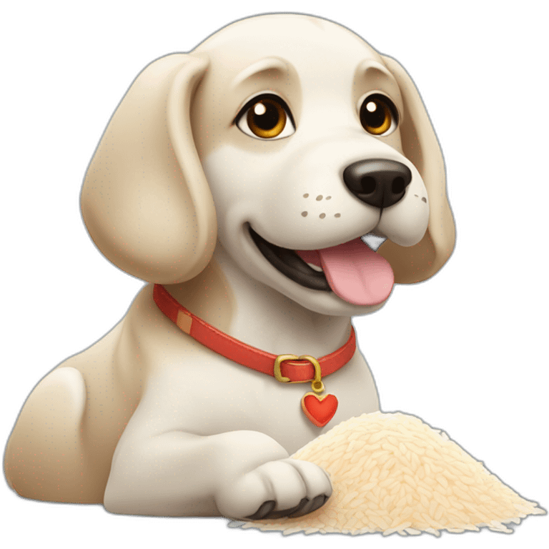 dog with rice and love emoji