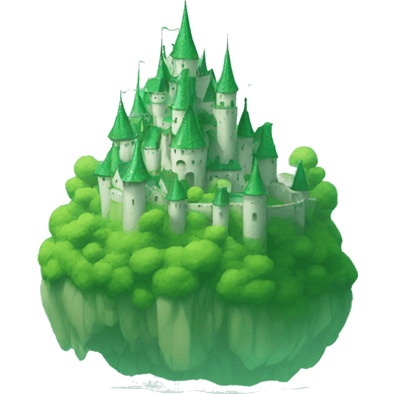 Transparent green floating castle emoji