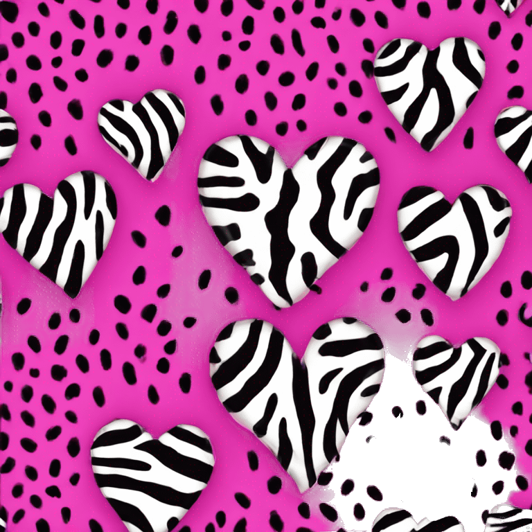 hot pink cheetah and zebra print heart emoji