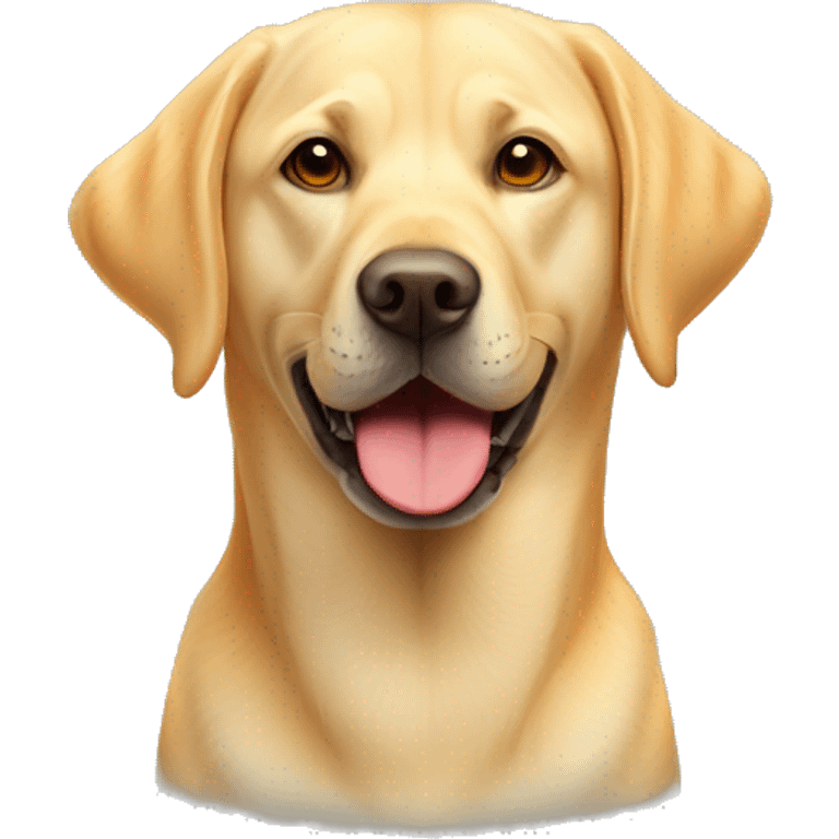 Yellow Labrador retriever with an orange ball that has different sized dimples in the ball emoji