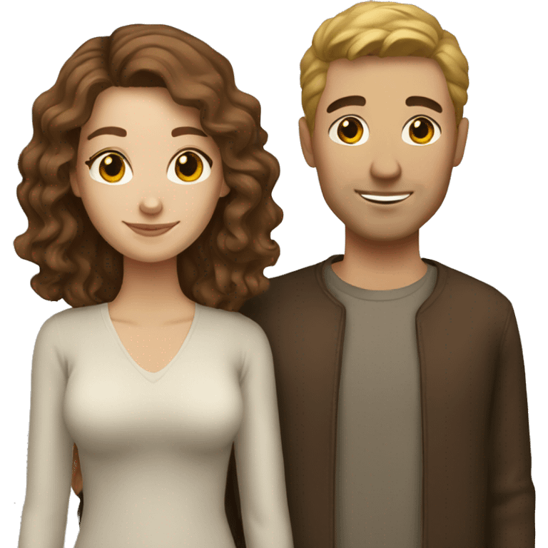 White couple with brown hair emoji