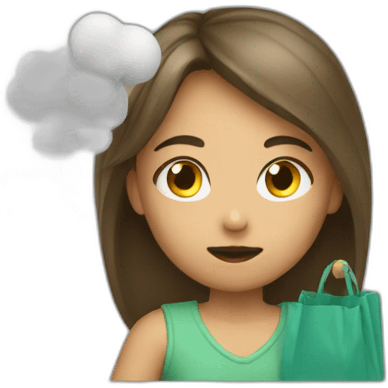 a girl blowing a bag emoji