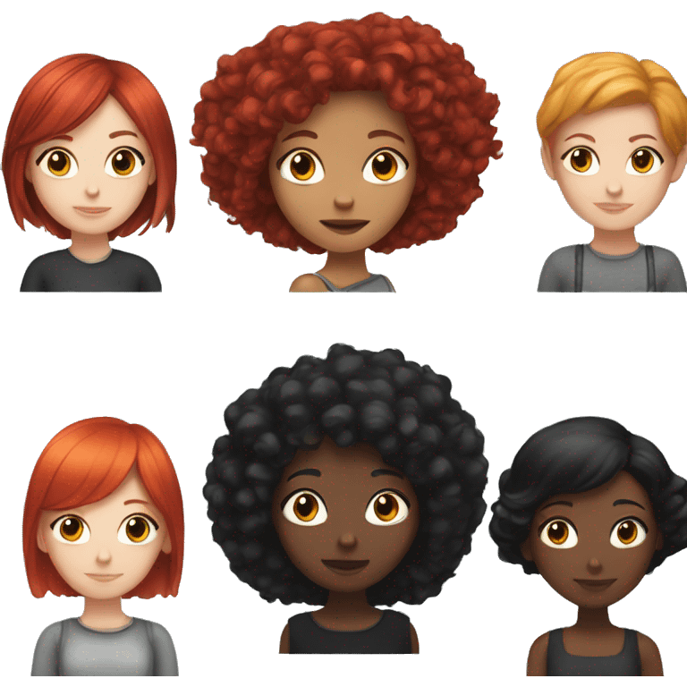 Red hair girl and black hair girl  emoji