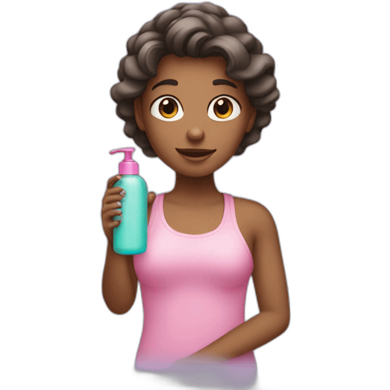 girl with shampoo bottle in her hands emoji