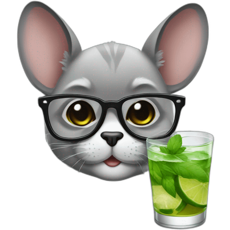 sick chincilla with glasses and mojito emoji