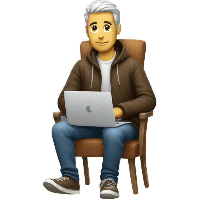 guy sitting with laptop stresst emoji