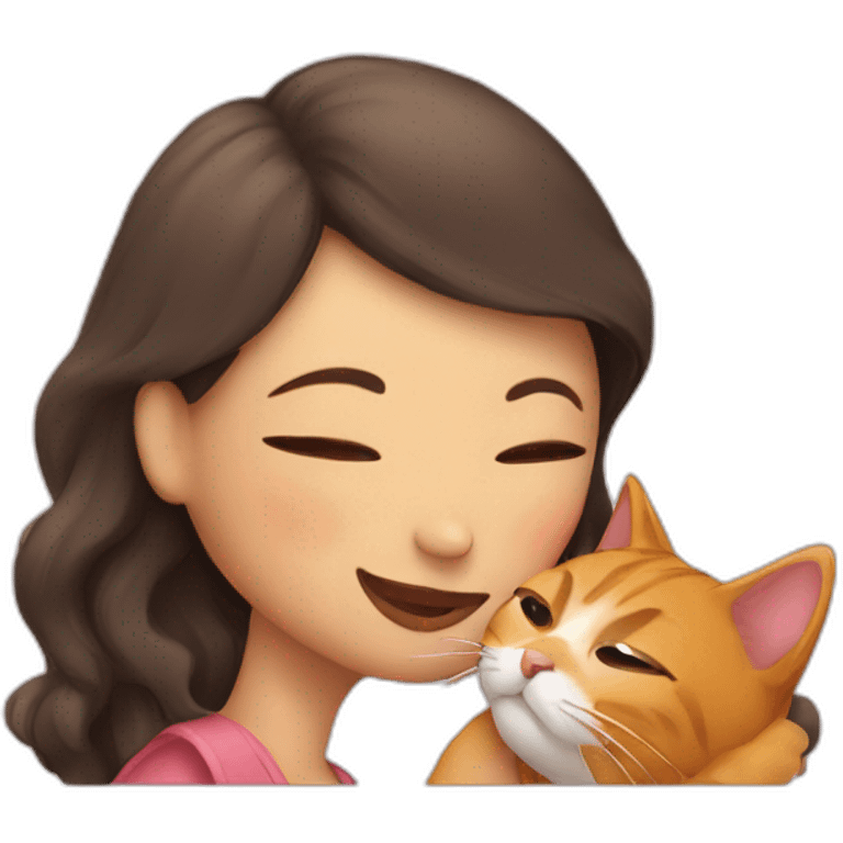 Woman kiss a cat emoji