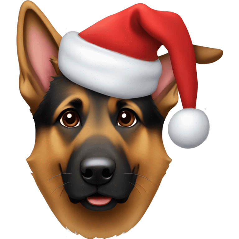 Brown German shepherd dog with Santa hat on emoji