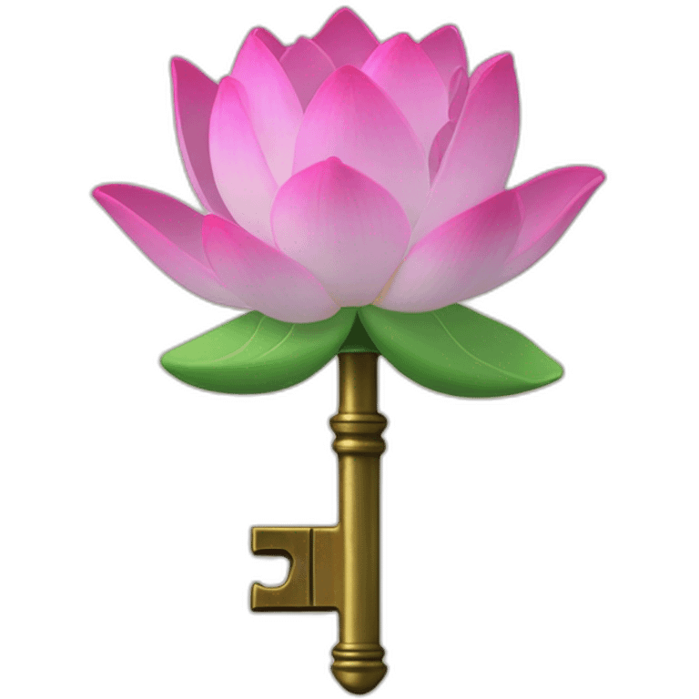 Open lotus flower on top of a skeleton key emoji