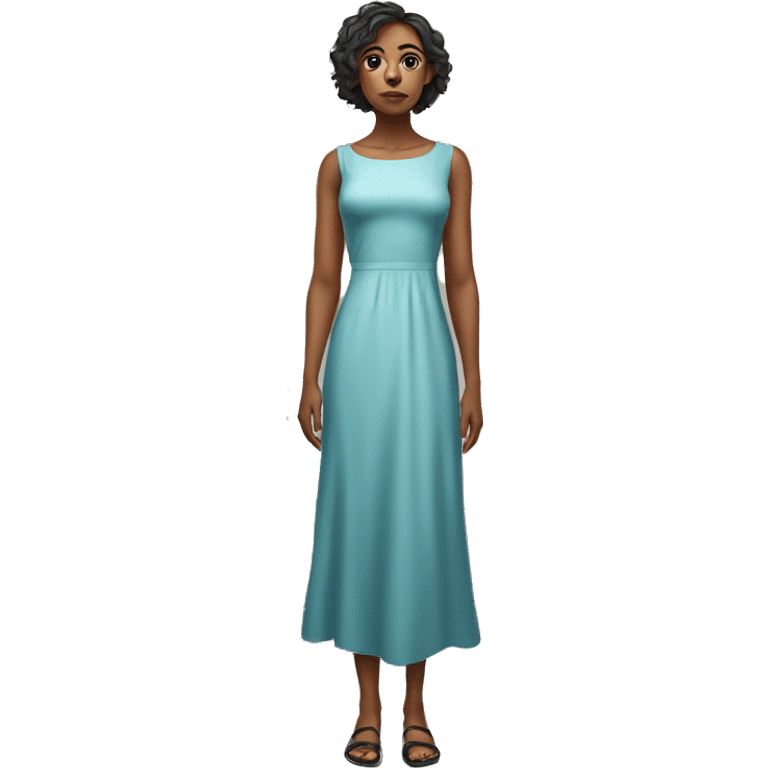 woman full length in dress photorealistic serious emoji