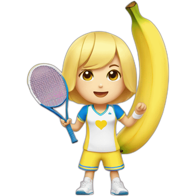 kawaii cute banana in tennis uniform emoji