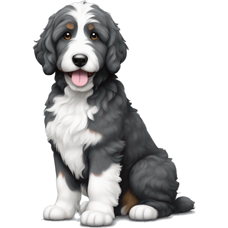 dark grey and white bernedoodle emoji