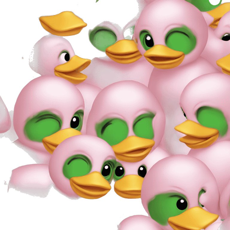 Three cute baby ducks light pink  emoji