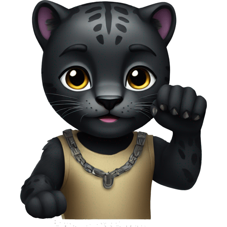 A black panther holding the number 0 in its paws emoji