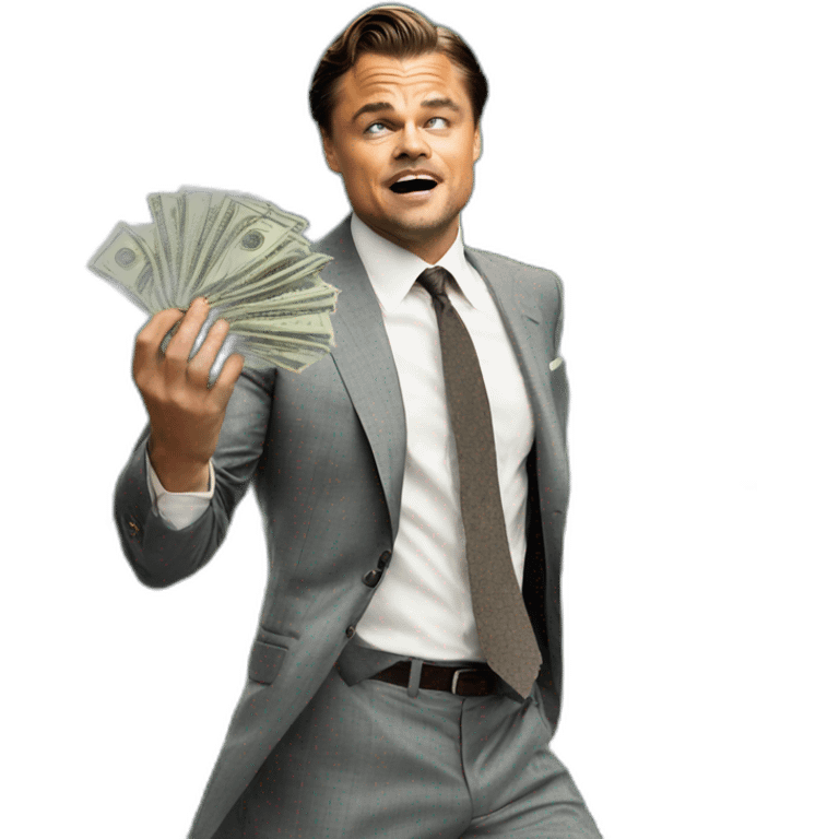 wolf of wallstreet (Dicaprio) throws money over yacht emoji