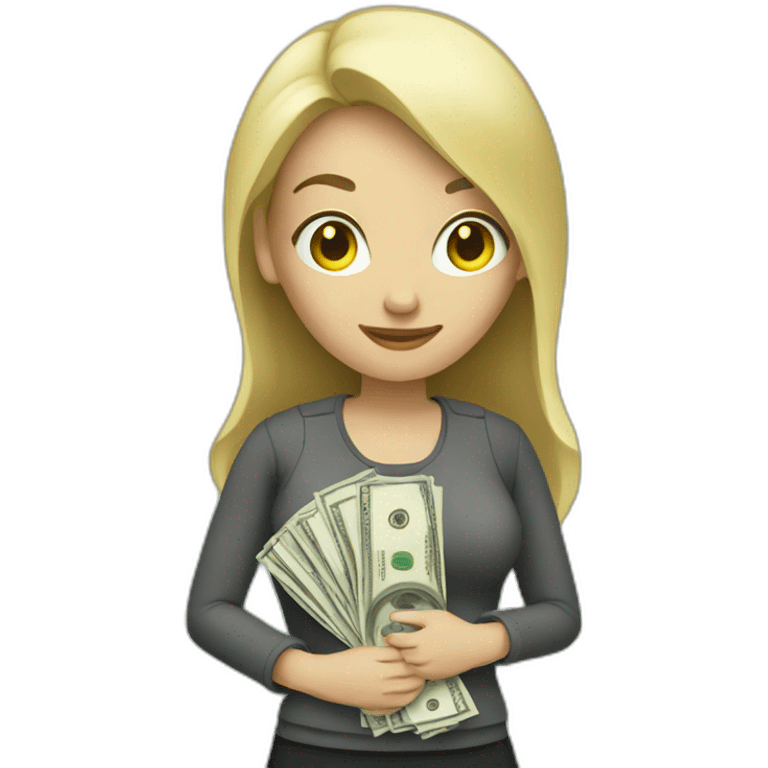 caucasian woman with money emoji